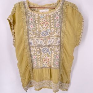 Johnny Was Biya shirt Sleeve Embroidered Top Size XS